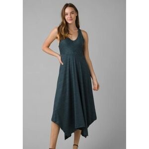 Women's prAna Medium Saxon Dress Handkerchief Hem Open Back Athleisure